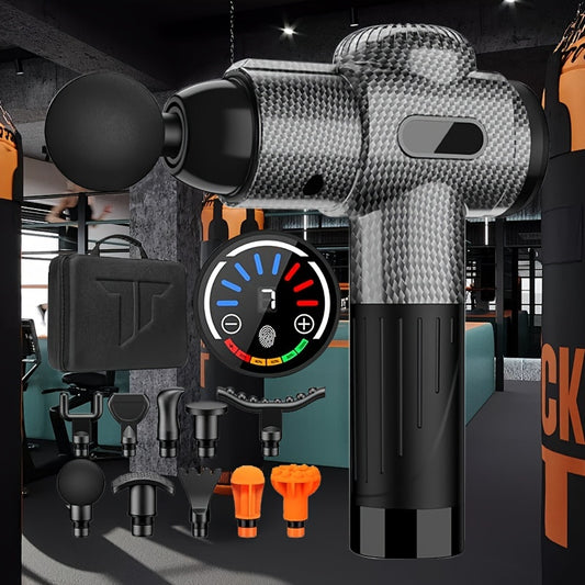 10-Speed Deep-Tissue Massage Gun with 10 Change Heads LED Screen