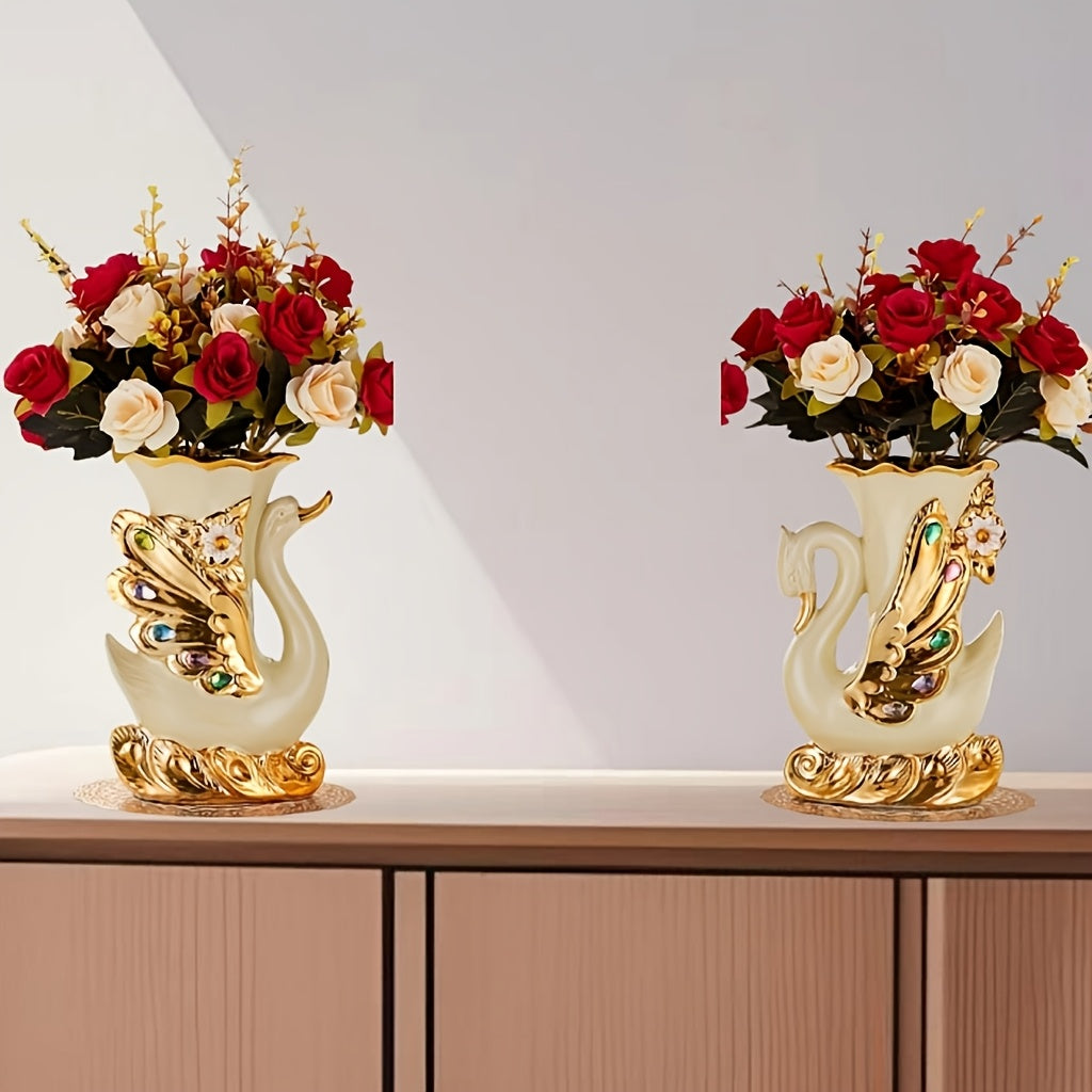 2pcs Ceramic Hand-decorated Vase Ornaments for Home Decor