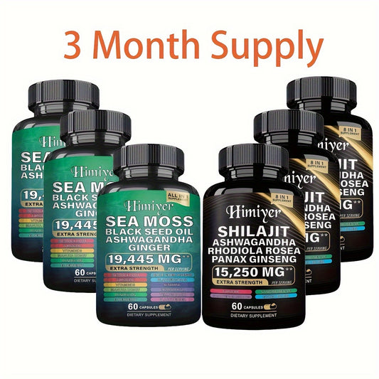 6PCS Three Month Energy Package Sea Moss Black Seed Oil