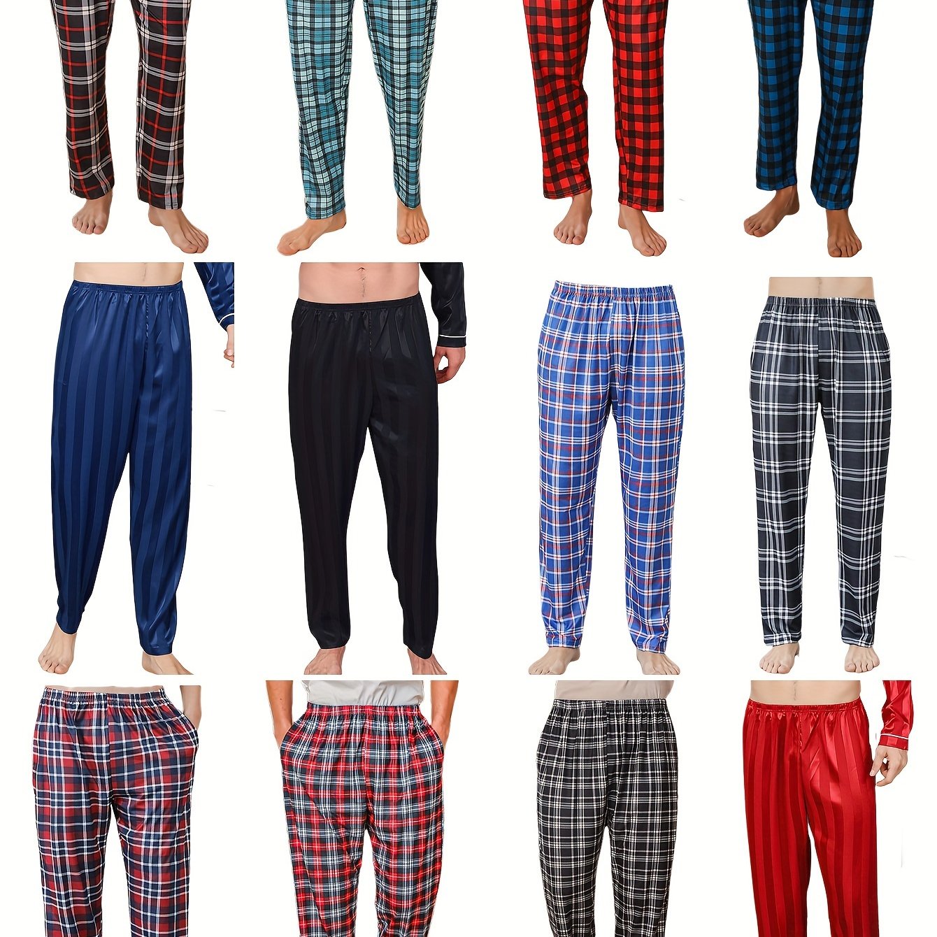 3pcs Mens Pajama Pants Loungewear Sleepwear Pijama