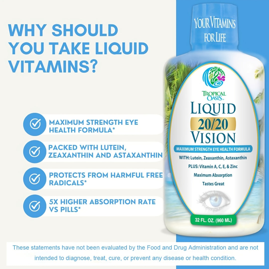 Maximum Absorption Eye Vitamin Formula Liquid 20/20 Vision No Pills