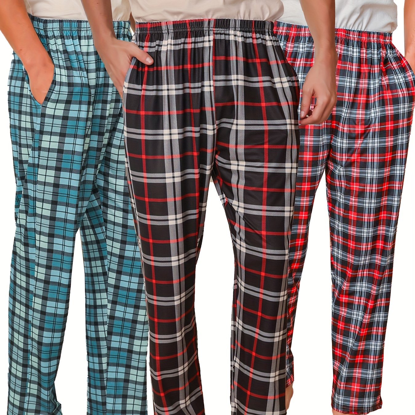 3pcs Mens Pajama Pants Loungewear Sleepwear Pijama
